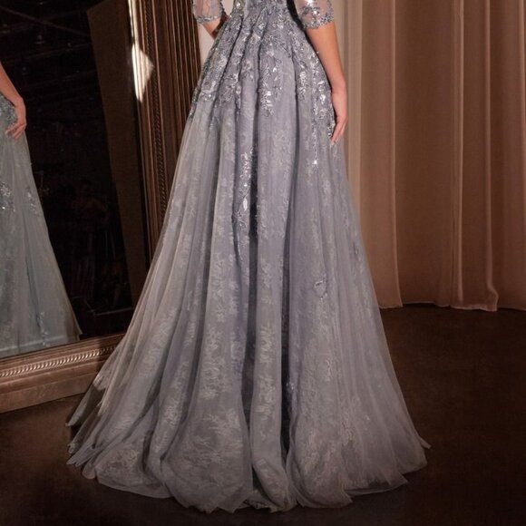 Sophisticated Lace Prom Dress in Gray - Picture 8 of 8